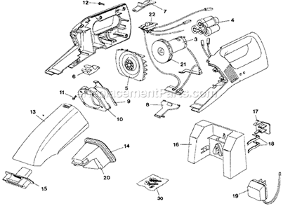 Page A Diagram and Parts List for DB2000 Type 1 Black and Decker Hand Vacuum